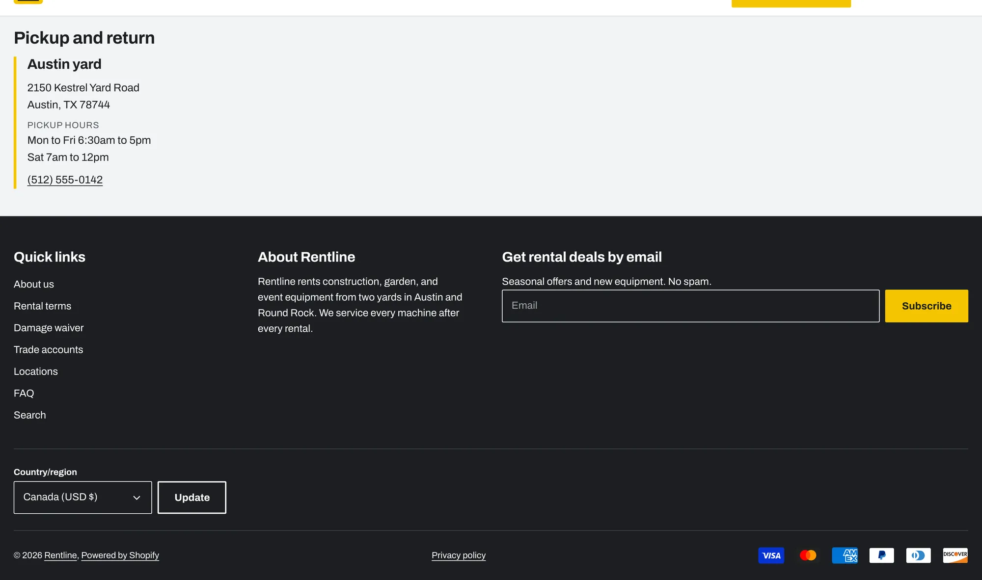 Locations footer above the main footer