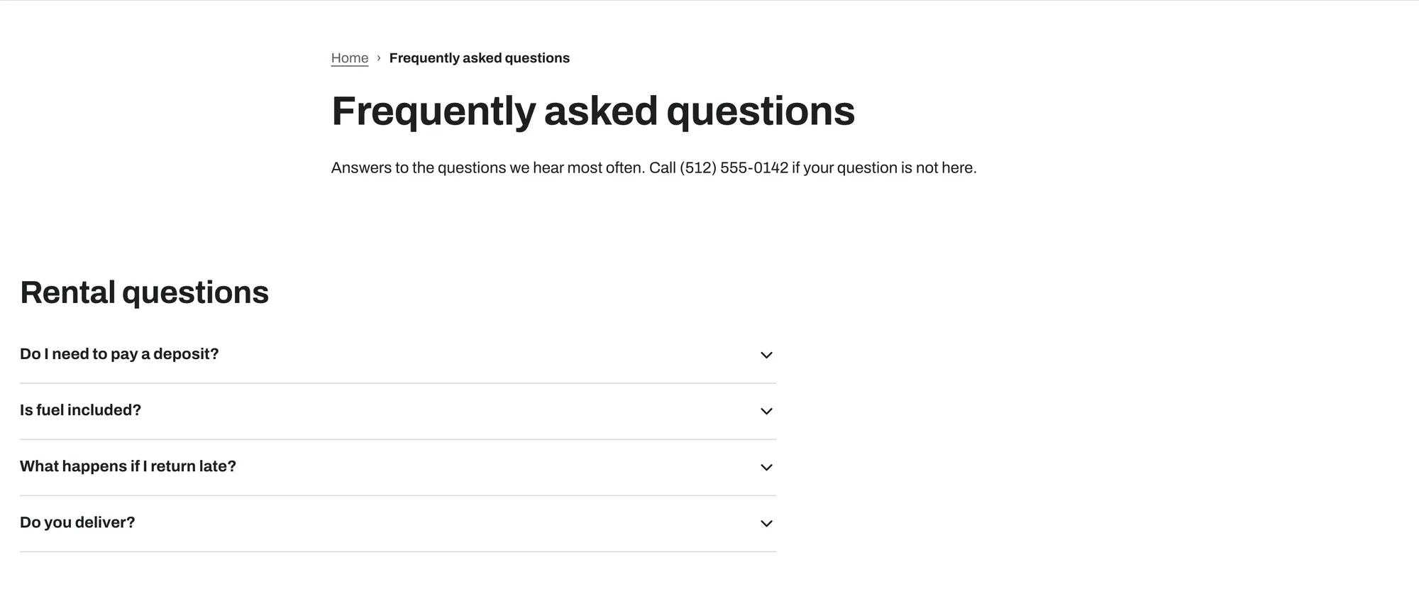 FAQ page