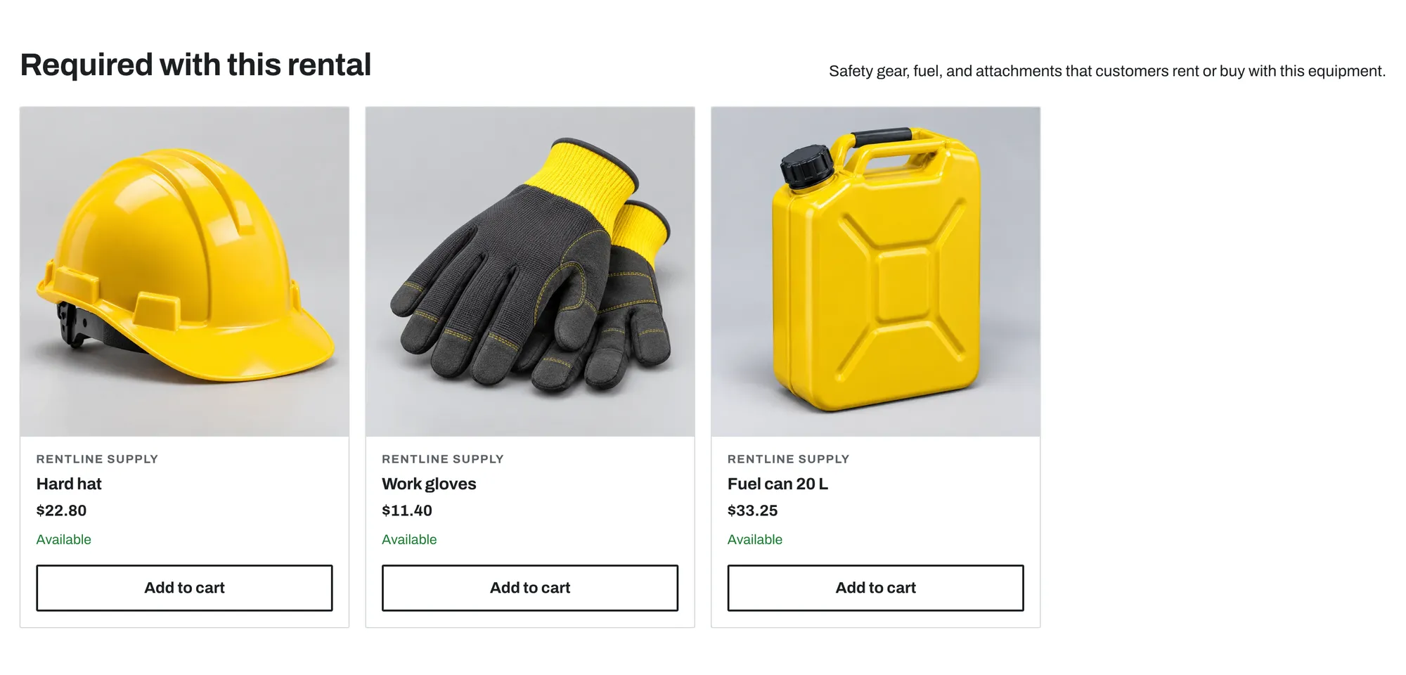 Required with this rental: hard hat, gloves and fuel can