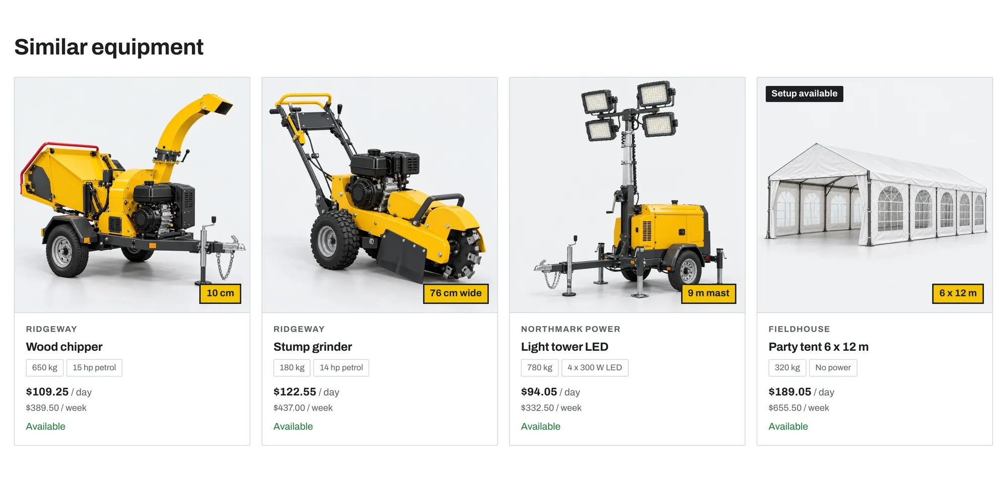 Similar equipment recommendations